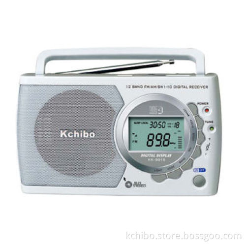 FM/MW/SW1-10 12-Band Radio with Lock Switch and Digital Display for Frequency and TimeNew